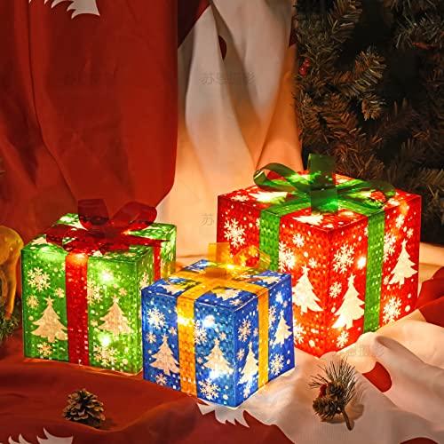 クリスマスの装飾用 クリスマスライト付きギフトボックス 3個セット クリスマスの飾り デコレーション Phreewill_3