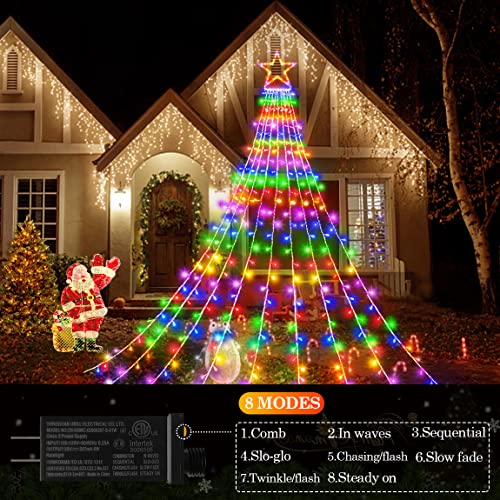 屋外クリスマスデコレーションスターライト、11.8フィート344 ウォーターフォールツリーライト_4