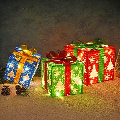 クリスマスの装飾用 クリスマスライト付きギフトボックス 3個セット クリスマスの飾り デコレーション Phreewill_4