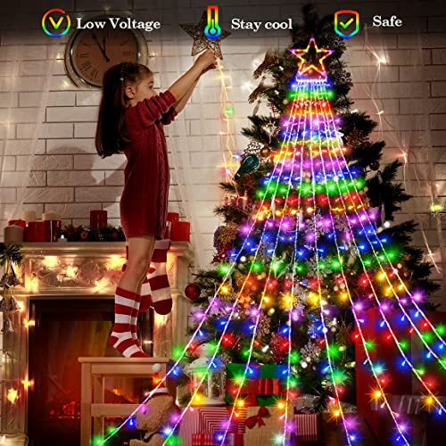 屋外クリスマスデコレーションスターライト、11.8フィート344 ウォーターフォールツリーライト_1