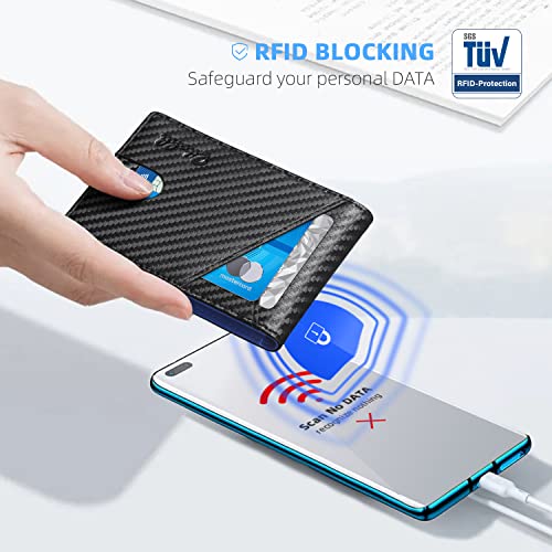 Zitahli スリム RFID ウォレット 二つ折りレザーウォレット ミニマリスト  IDウィンドウと12個のカードスロット付き