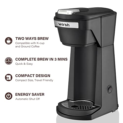 wirsh シングル サーブ コーヒー メーカーKcup対応 (ブラック)