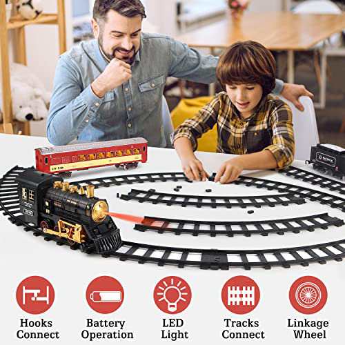 アオチポール 電車セット - ライト付きの客車を含む電気おもちゃの電車