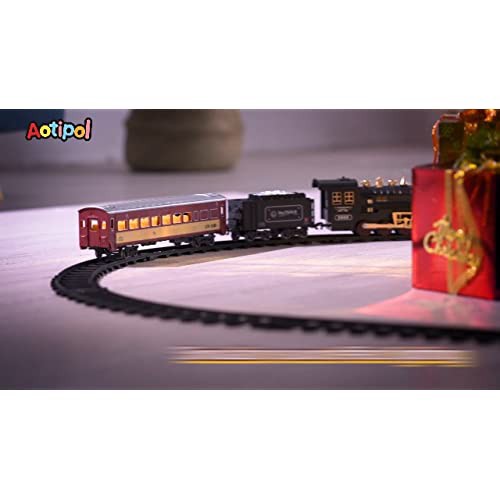 アオチポール 電車セット - ライト付きの客車を含む電気おもちゃの電車 