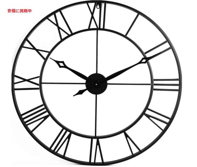 30 Inch Large Wall ClockRoman Numeral  モダンなウォールクロック 壁掛け時計 メタル Blackの通販は