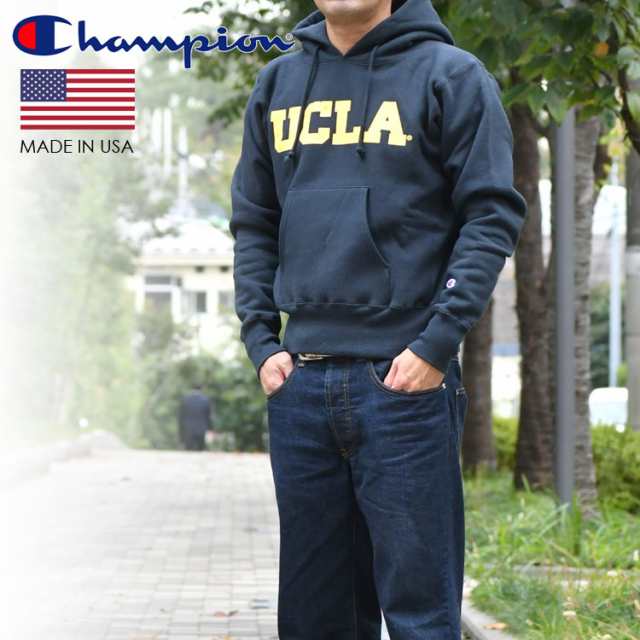 チャンピオン リバースウィーブ UCLA ネイビー 赤タグ プルオーバースウェットパーカー アメリカ製 トレーナー Champion Reverse  Weave M｜au PAY マーケット
