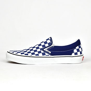 バンズ スリッポン USA スニーカー ブルー チェック VANS CLASSIC SLIP