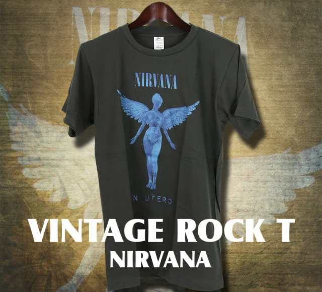 古着テイストロックTシャツ Nirvana ニルヴァーナ ニルバーナ 天使ロゴ バンドTシャツ メンズ レディース パンク｜au PAY マーケット