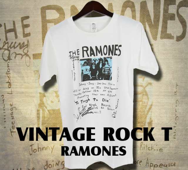 古着テイストロックTシャツ Ramones ラモーンズ メンバーサイン集 バンドTシャツ メンズ レディース パンク｜au PAY マーケット