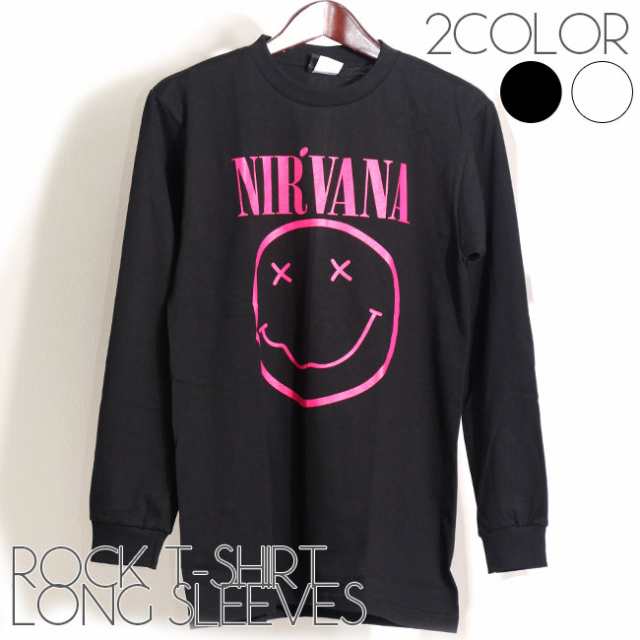 長袖ロックＴシャツ NIRVANA ニルヴァーナ ニルバーナ スマイル ピンク