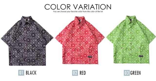 ペイズリー柄 シャツ メンズ レディース 半袖 ミリタリーシャツ 半袖シャツ 総柄 2カラー M Xxl カップル お揃い ダンス ストリート カの通販はau Pay マーケット T Link Au Pay マーケット店