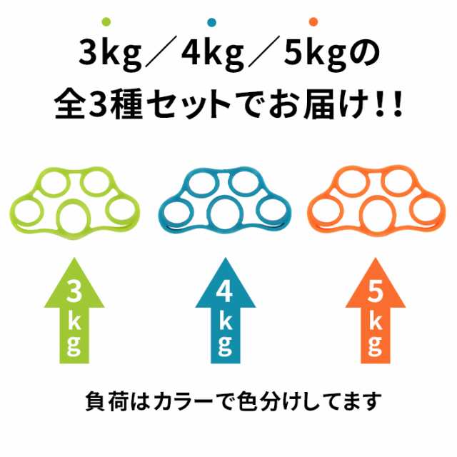 指 トレーニング フィンガーストレッチャー【3Kg／4Kg／5Kg 3種セット】ハンドグリップ エクササイズ 筋トレ グッズ