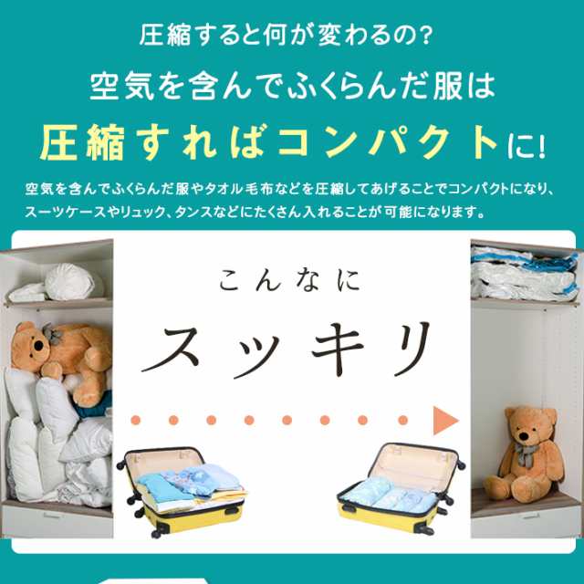 圧縮袋 衣類用 【大きめ10枚セット クリアタイプ】（LL×4 L×4 M×2）旅行／タンス収納に！ 巻くだけ簡単 くるくる収納 の通販はau PAY  マーケット - ガジェットグルメ