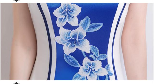 厳選 改良 チャイナドレス パーティドレス ロングドレス チャイナ服  ワンピ マーメイド 白 青 二次会 発表会 オーダーサイズ可 D149 厳選 改良 チャイナドレス パーティドレス ロングドレス チャイナ服