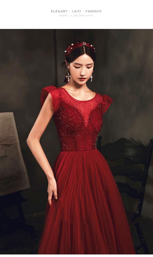 高品質 パーティドレス ロングドレス ワンピ カラードレス ワインレッド 大きいサイズ オーダーサイズ可 結婚式 二次会 発表会 撮影 D157_3
