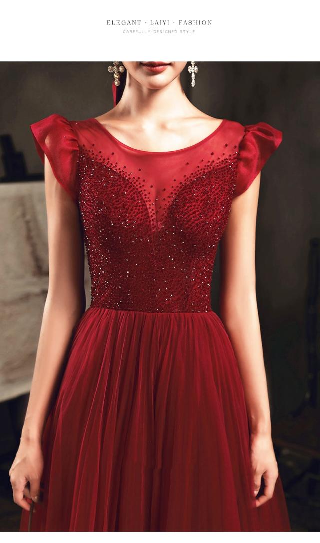 高品質 パーティドレス ロングドレス ワンピ カラードレス ワインレッド 大きいサイズ オーダーサイズ可 結婚式 二次会 発表会 撮影 D157_5