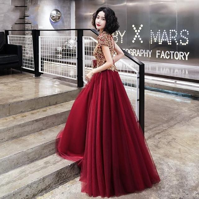 エレガント ロングドレス パーティドレス ナイトドレス ワンピ 半袖