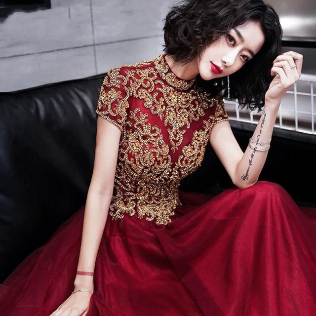 エレガント ロングドレス パーティドレス ナイトドレス ワンピ 半袖