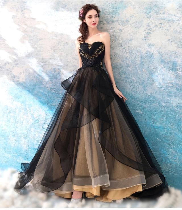 ブラック ロングドレス パーティドレス ワンピ ナイトドレス ビスチェ