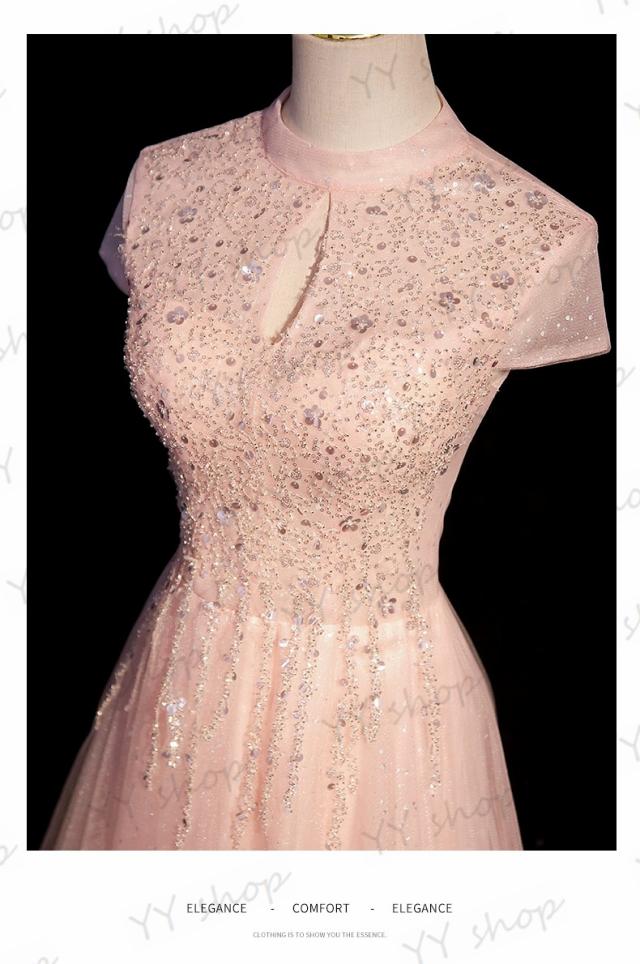 ピンク カラードレス ロングドレス パーティドレス ワンピ Aライン