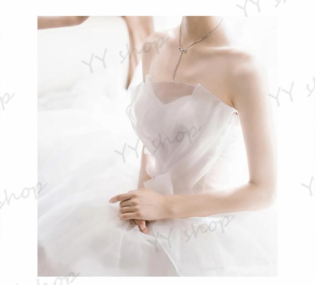 新作 ウェディングドレス Aライン ビスチェ 白 花嫁 結婚式 撮影