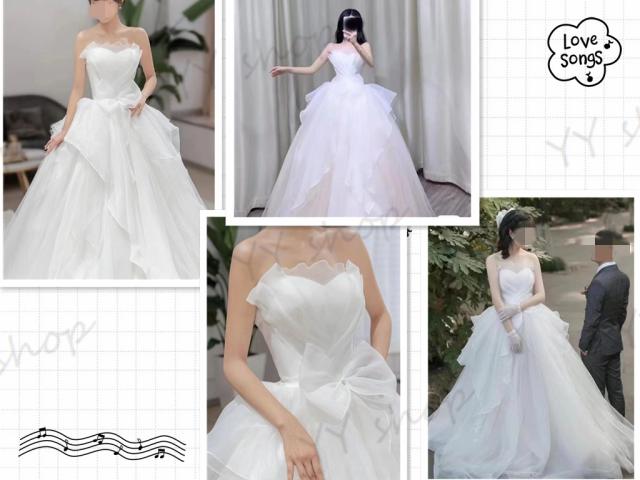 新作 ウェディングドレス Aライン ビスチェ 白 花嫁 結婚式 撮影