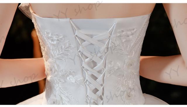 SALL ウェディングドレス  Aライン ビスチェ 白 大きいサイズ オーダーサイズ可 花嫁 結婚式 撮影 パニエ グローブ ベール付 H065 SALL ウェディングドレス Aライン ビスチェ 白 大きいサイズ オーダー