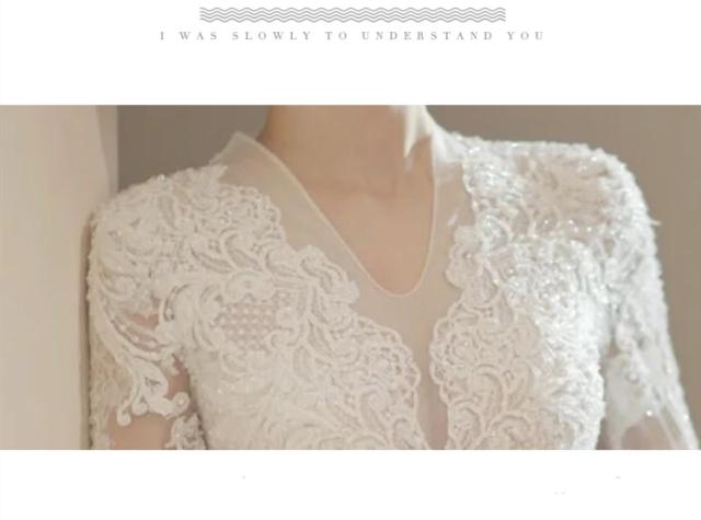 豪華 レース ウェディングドレス Aライン 7分袖 Vネック パニエ ベール