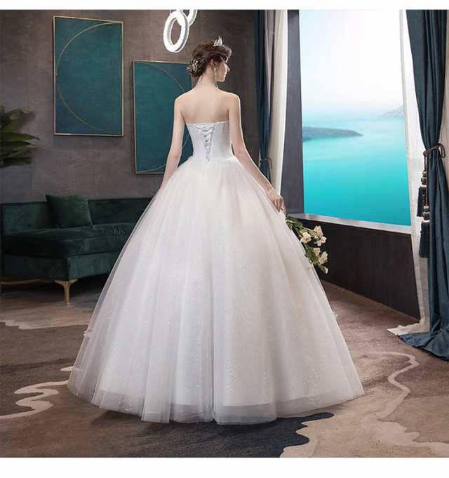 大特価 レース ウェディングドレス Aライン ビスチェ 白 大きいサイズ オーダーサイズ可 結婚式 パニエ グローブ ベール付 H075