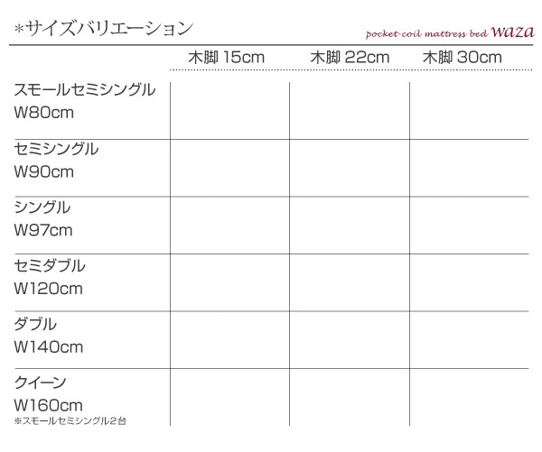 国産ポケットコイルマットレスベッド Waza ワザ 脚付きマットレス