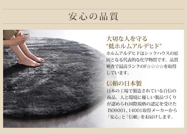 防ダニ 消臭 防炎 抗アレルギー機能付きフェイクファーラグ Rojye ロジェ 200×200cmの通販は