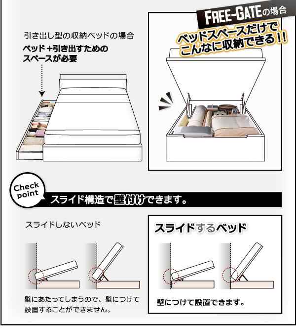 セミシングルベッド セミシングルベット 棚付き コンセント付き ガス