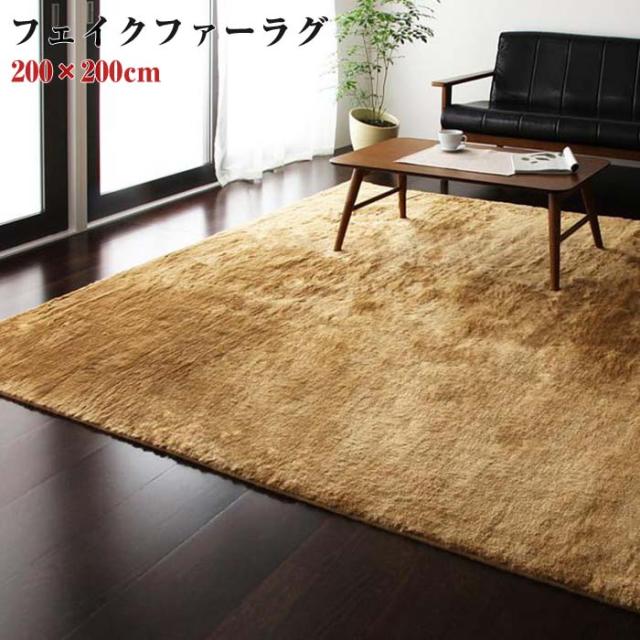 防ダニ 消臭 防炎 抗アレルギー機能付きフェイクファーラグ Rojye ロジェ 200×200cmの通販はラグ
