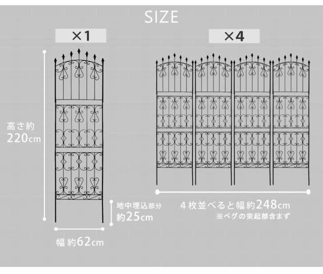 アイアンローズフェンス220 ハイタイプ 4枚組 送料無料 フェンス