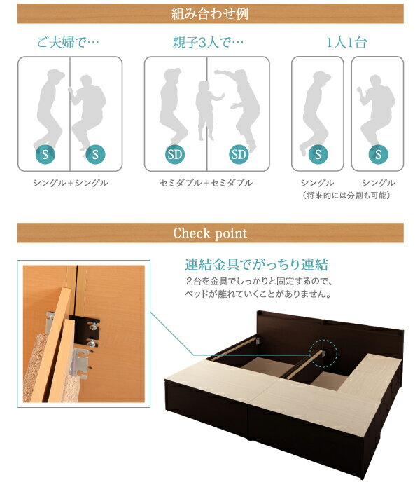 大容量収納ファミリーチェストベッド TRACT トラクト マルチラスマットレス付き Ｃ+Ｃ 組立設置 ワイドK240 日本製 収納ベッド （セミダブル+セミダブル） ベット 収納付き 木製 国産 引き出し付き 棚付き コンセント付き 大型 広いの通販は
