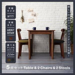 ダイニング家具 カフェスタイル ビンテージ ヴィンテージ Mumford マムフォード 5点セット(ダイニングテーブル ＋ ダイニングチェア 2脚