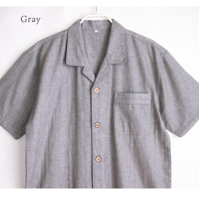 市場 パジャマ パンツ 春 綿100 メンズ 2点セット ｔシャツ ルームウェア ダブルガーゼ シャツ 無地 夏向き 半袖 ネイビー