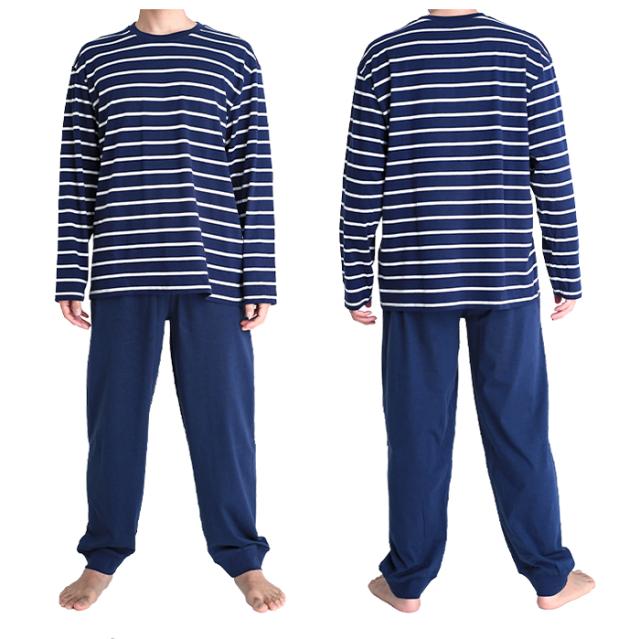 綿100 長袖 メンズ パジャマ 春 夏 柔らかく軽い薄手の快適tシャツパジャマ 上下セット ボーダー グレー ネイビーブルー ネイビーホワの通販はau Pay マーケット パジャマ屋さん