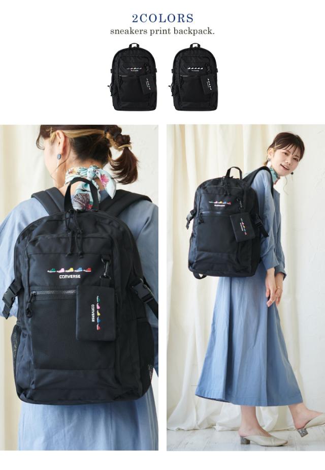 リュック リュックサック コンバース レディース A4 軽量 男女兼用 ユニセックス デイパック メンズ 通勤 通学 お出かけ 旅行 レジャー アウトドア カジュアル おしゃれ PC収納 メッシュ 大容量 多収納 多機能 ポケット シンプル ロゴ 黒 CONVERS 【70011200】_3