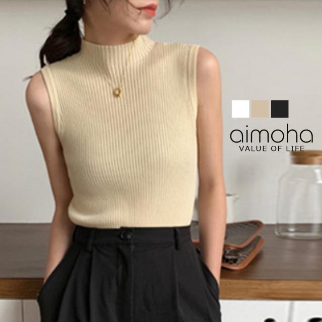 ヴィヴィアン・タム 花柄タートルネックノースリーブトップス