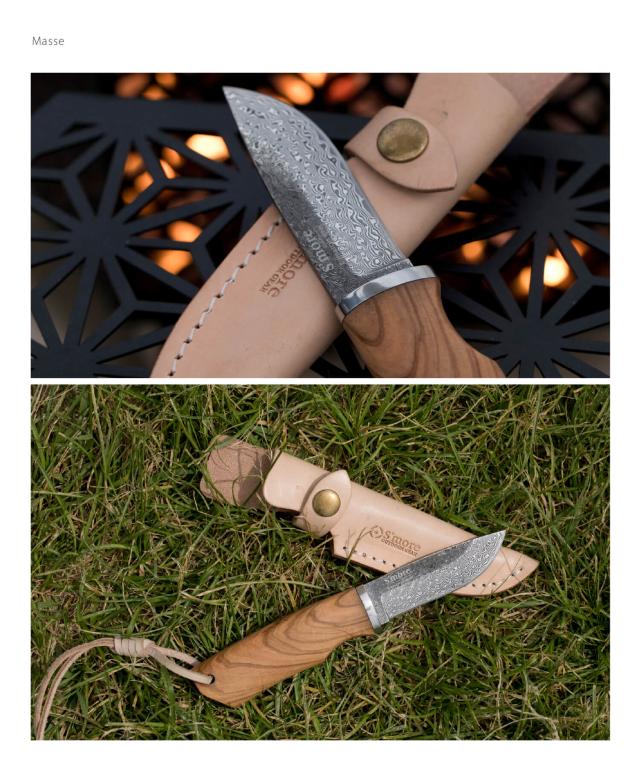 【Smore / masse knife ( マッスナイフ ) 】 ナイフ ダマスカス アウトドア スモア キャンプ アウトドア ソロキャンプ 山登り 野外作業 キャンプナイフ おしゃれ 専用レザーケース ハンドロープ 耐久性 【女性でも扱いやすいサイズ感】_8