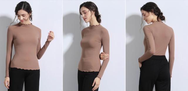 シームレスインナー Cool Tシャツ インナー 長袖 ロングtシャツ フリルネック ケーブモチーフ 肌着 涼しい レディース インナー 夏 クーの通販はau Pay マーケット Aimoha