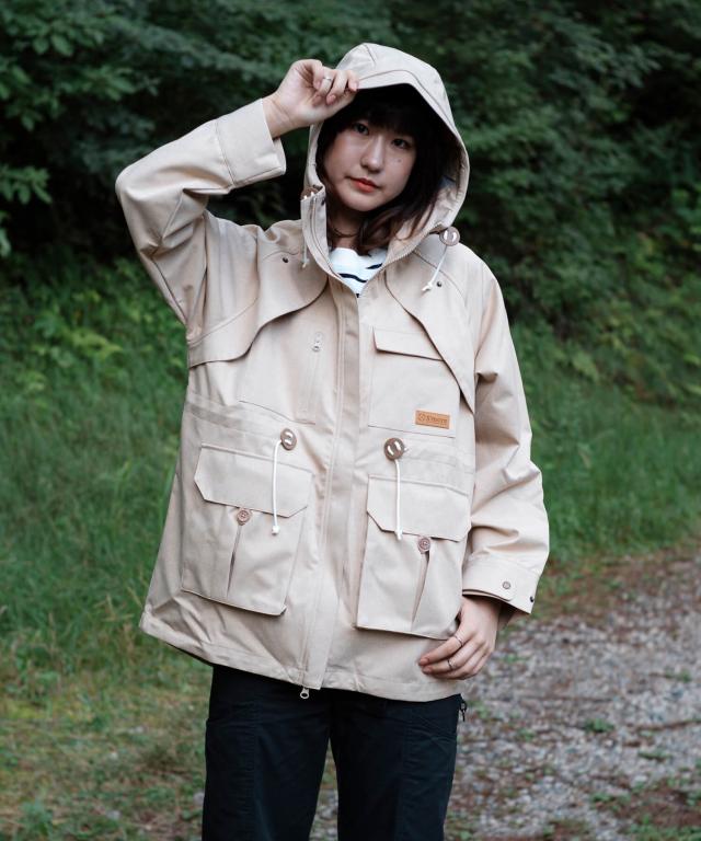 【 Smore / pocket jacket 】 ポケットジャケット スモア ジャケット パーカー レディース メンズ ユニセックス アウトドア ウェア ジャケット 防水性 防風 ナチュラル 可愛い おしゃれ フード【三面構造フードで顔まわりまでしっかりカバー】