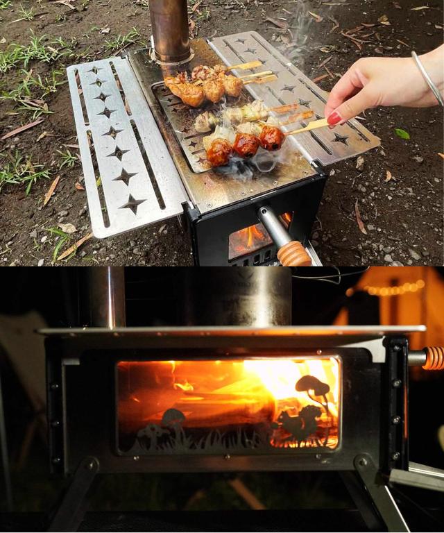【Smore / Magic Stove 】 薪ストーブ キャンプ コンパクト 収納バッグ付き 焚き火台 調理器具 煙突 キャンプ アウトドア 暖房 BBQ 屋外 おしゃれ テントストーブ 5.6kg スタック煙突 【持ち運びコンパクト収納★薪ストーブ】