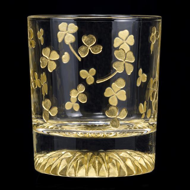 黄金のロックグラス(全周柄 クローバー) 送料無料 【お届け不可地域：北海道・沖縄・離島】/ お取り寄せ お土産 ギフト プレゼント 特産品 バレンタイン おすすめ /