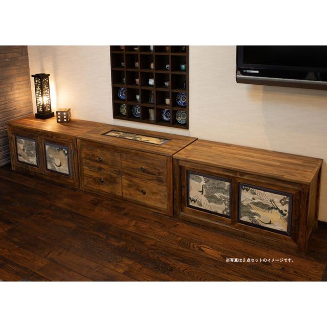 送料無料 着物生地 組み込みチェスト/ナチュラル (両開き)【数量限定