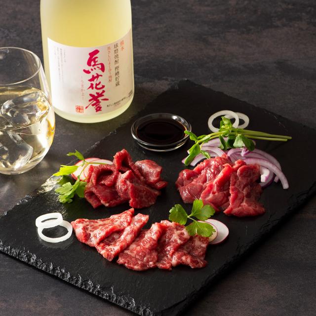 フジチク　馬刺しと焼酎の晩酌セット【松】(大トロ・中トロ・上赤身) 送料無料