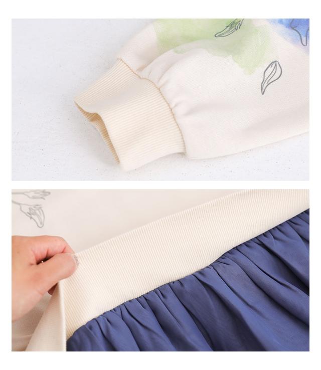 【貨物輸送無料】『花柄プリントスウェットドッキングワンピース』【電子メール便不可】【30】[縛衣装 長袖 レディース 衣装 ロング丈 流汗 流汗 シフォンスコート 色彩設計 花柄 春 秋]