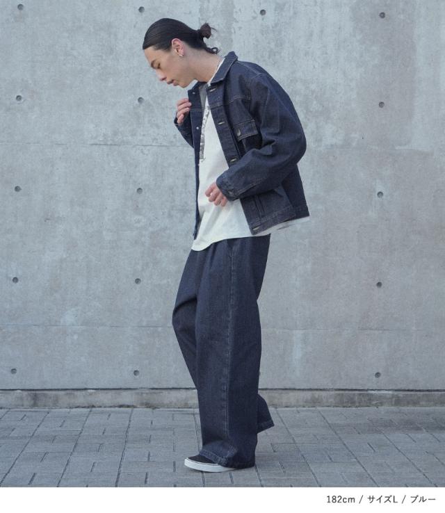 『MDRタックデザインデニムジャケット』【メール便不可】【30】[デニムジャケット メンズ ライトアウター ジャケット ブルゾン 長袖 デニム 配色 ステッチ タック 綿100％ セットアップ]_7