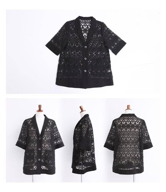 送料無料】『レース×リネン混シアージャケット』【メール便不可】【20